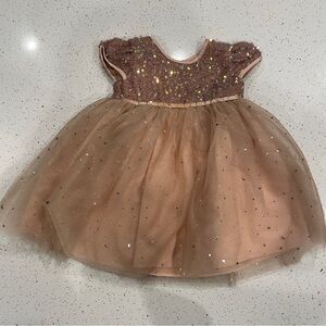 Blueberi Boulevard Sparkling Brown and Gold Kids Formal Dress